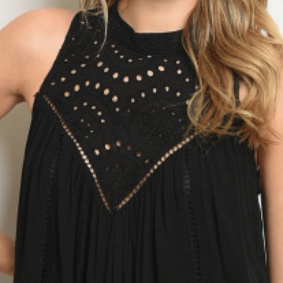 LAST 1! Eyelet LITTLE BLACK DRESS - Picture 2 of 6